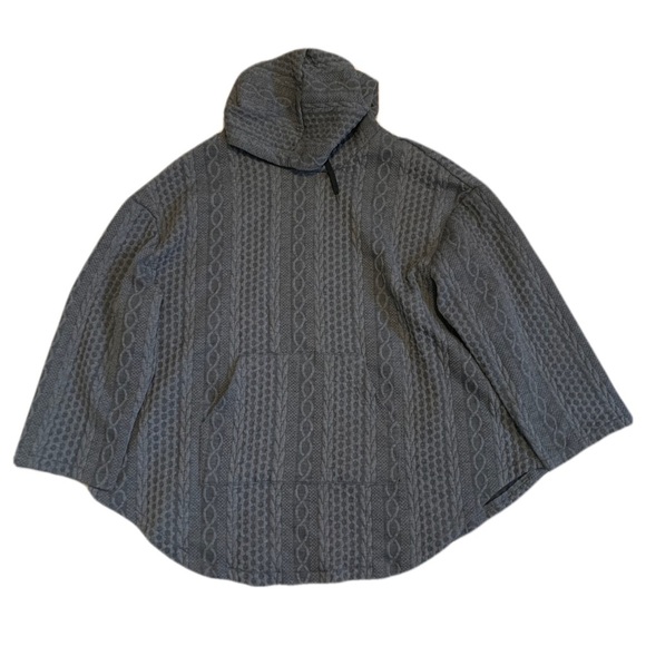 SHEIN Curve 3XL Grey Cable Knit Hooded Poncho Sweater - Picture 1 of 5